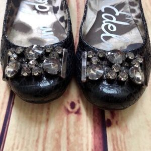SAM EDELMAN Caper Jeweled Snakeskin Ballet Flats